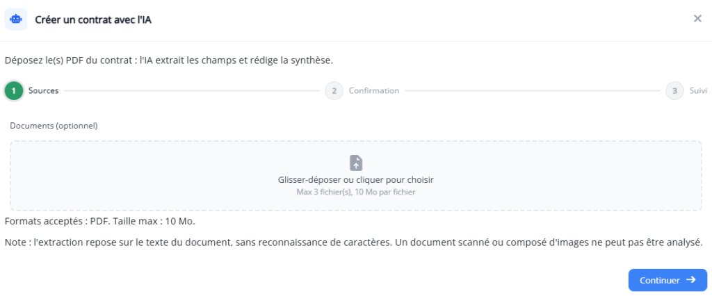 Création d'un contrat avec l'IA dans Isi-APP à partir d'un PDF