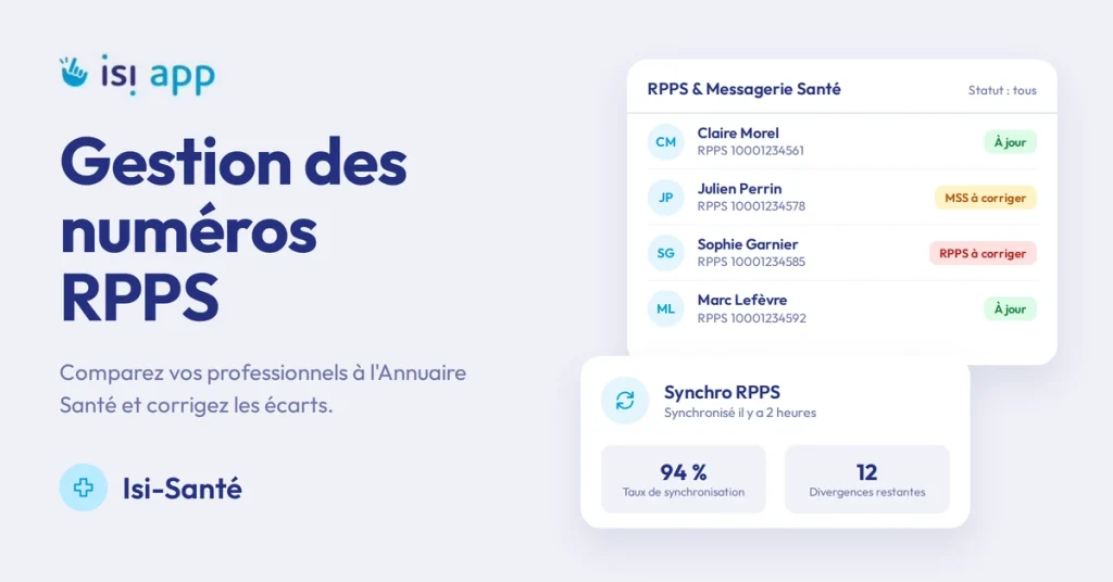 Gestion des numéros RPPS dans Isi-Santé : comparaison des professionnels avec l'Annuaire Santé de l'ANS