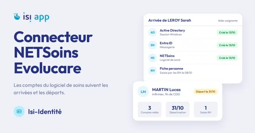 Connecteur NETSoins Evolucare : création et désactivation des comptes du logiciel de soins avec Isi-Identité