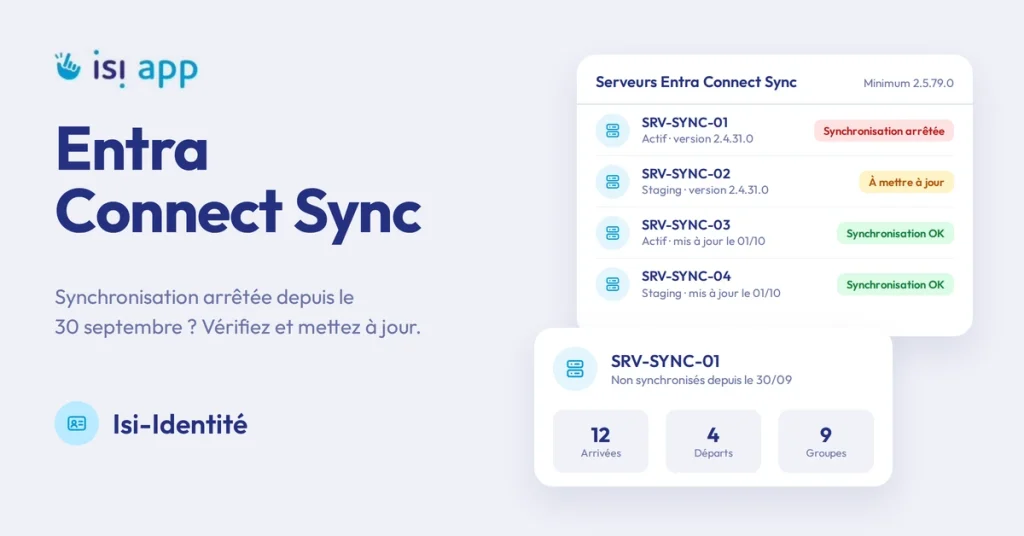 Entra Connect Sync : liste des serveurs de synchronisation avec leur version et leur statut