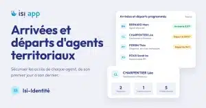 Arrivées et départs d’agents territoriaux : maquette illustrative d’Isi-Identité listant des agents de mairie avec leurs dates d’arrivée et de départ