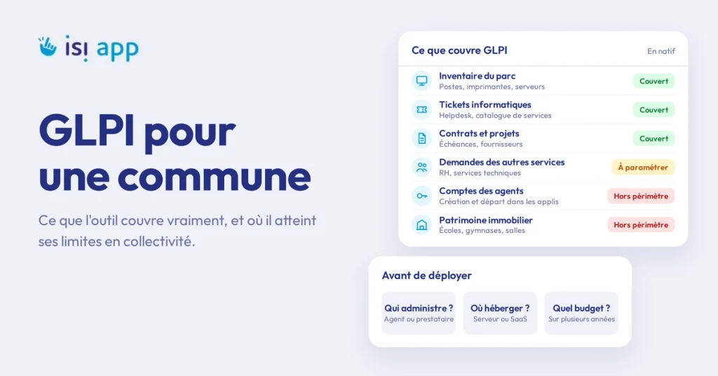 GLPI pour une commune : fonctions couvertes, à paramétrer et hors périmètre